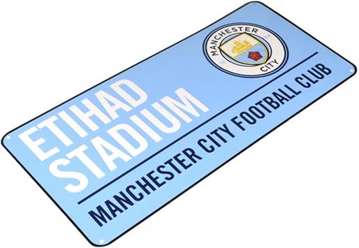 Manchester City FC Official Football Coloured Metal Street Sign One Size Light Blue/White