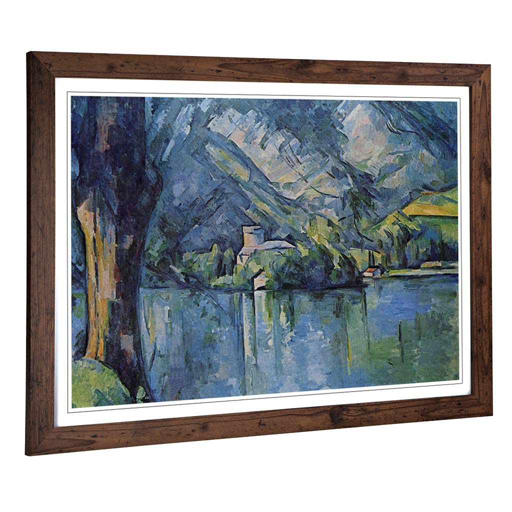 Big Box Art Framed Print of Paul Cezanne The Lac Annecy Design | Wall Art Picture | Home Decor for Kitchen, Living, Dining Room, Bedroom, Hallway, Office, Walnut, A2 / 24.5x18 Inch / 62x45cm