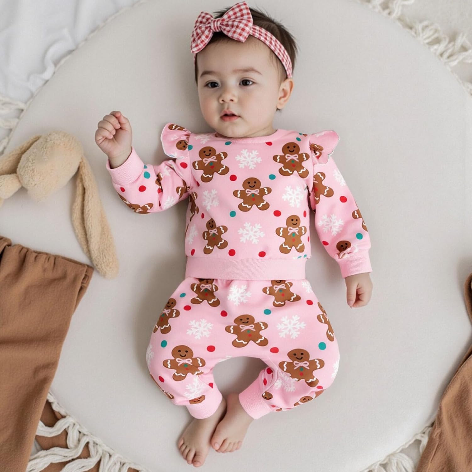 BemeyourBBs Fall Winter Toddler Baby Girl Clothes Cute Print Ruffle Shirt Top Pants Set 2 Piece Newborn Infant Girl Outfit - Image 3