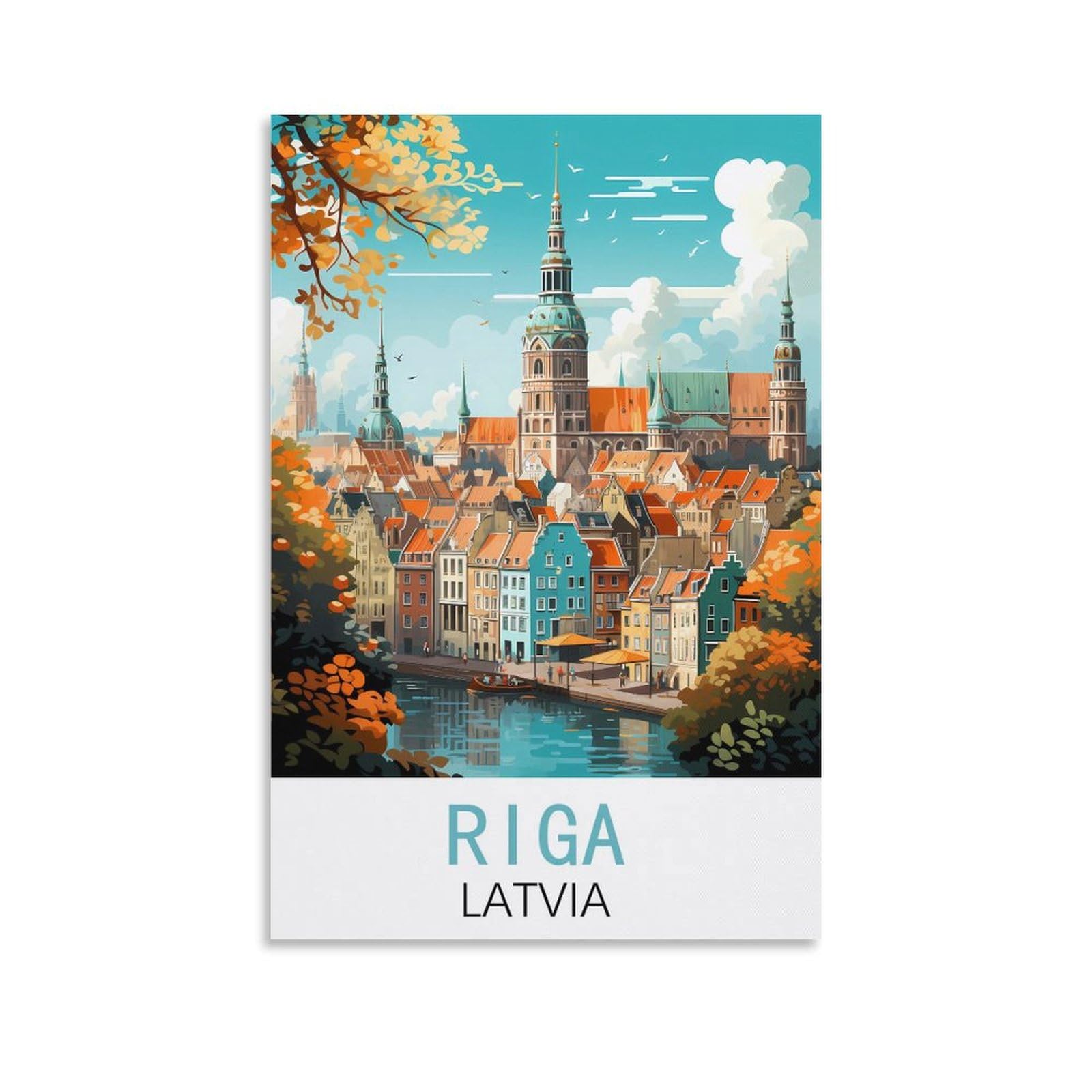 Hsayyiii Unframe-Style Riga Latvia Vintage Travel Posters 08X12inch(20X30cm) Canvas Art Poster And Wall Art Picture Print Bedroom Decor