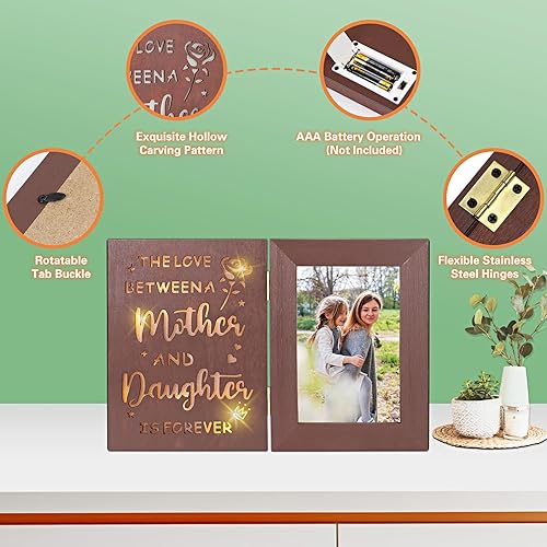 Vista 39 de ZEEYUAN Marcos de fotos de escritorio de 4 x 6 pulgadas, marco de fotos rústico giratorio flotante de 4 x 6 pulgadas, marco de doble cara