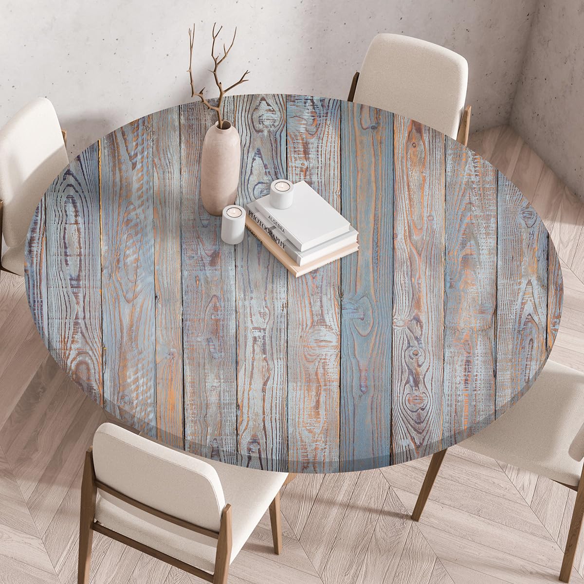 Nappe Ronde Imperméable Extensible – Pour Tables De 101,6 à 111,8 Cm – Tissu Polyester Résistant Aux Taches – Lavable En Machine