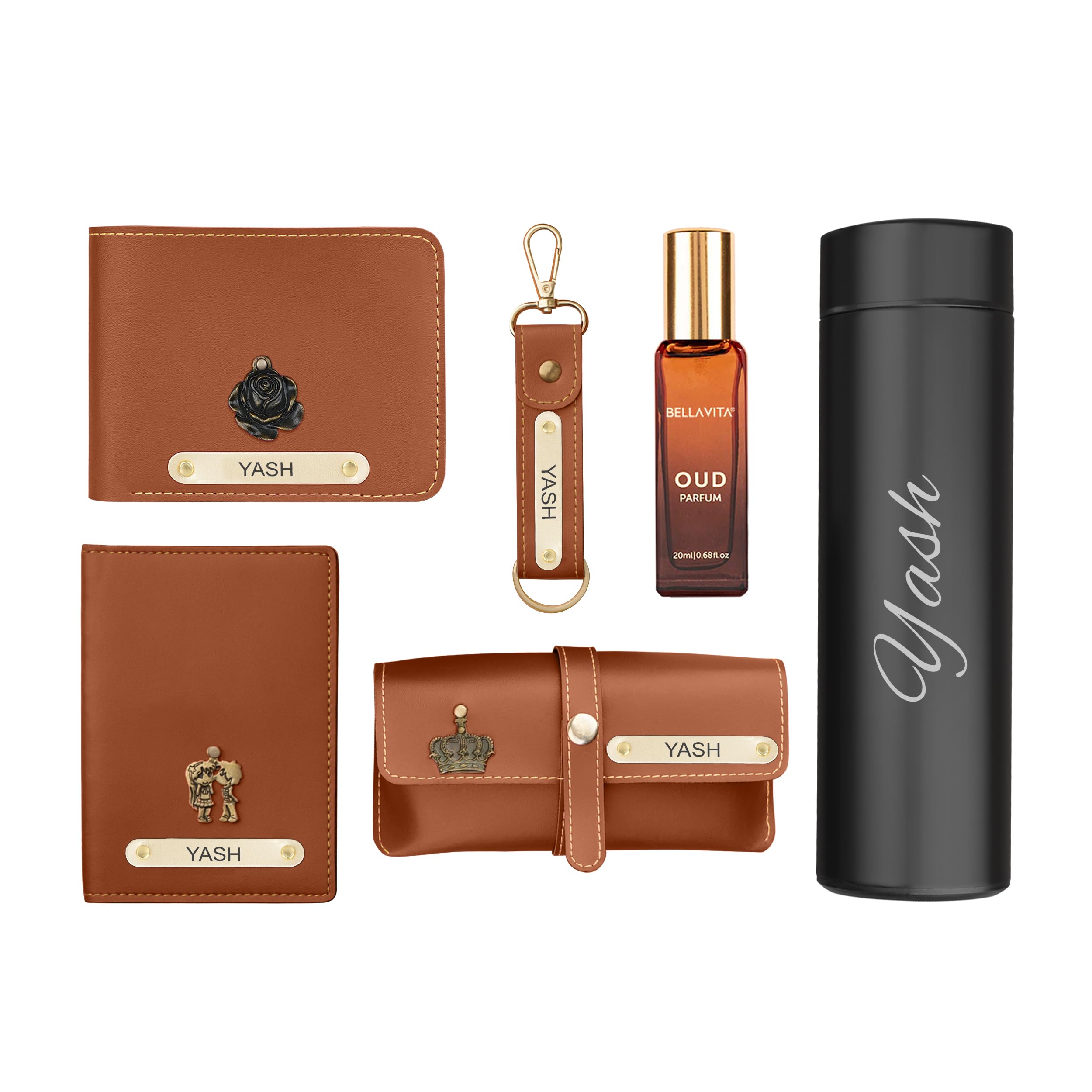 the wallet store Personalized Ultimate Travel Essentials Gift Set for Him (Tan)-picture-10