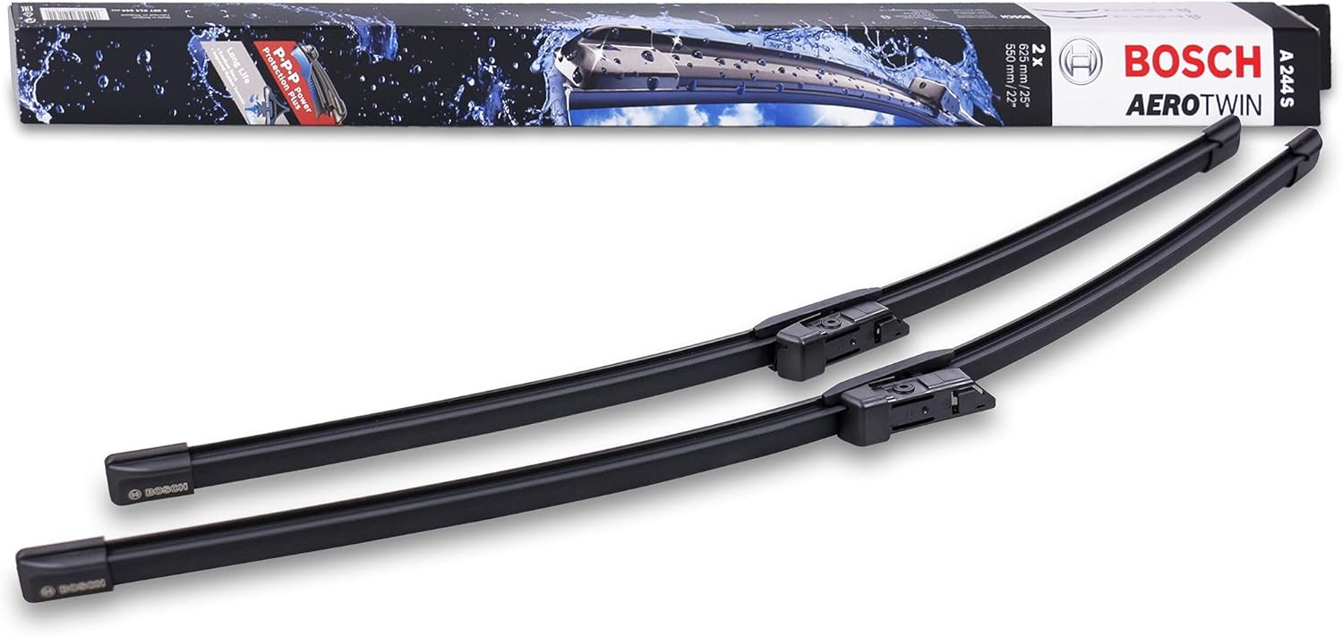 Bosch Aerotwin A244S - Front Windscreen Wipers - Set of 2 Replacement Blades - Comes with Pre-assembled Adapter - 2 Blades, 625 mm / 550 mm