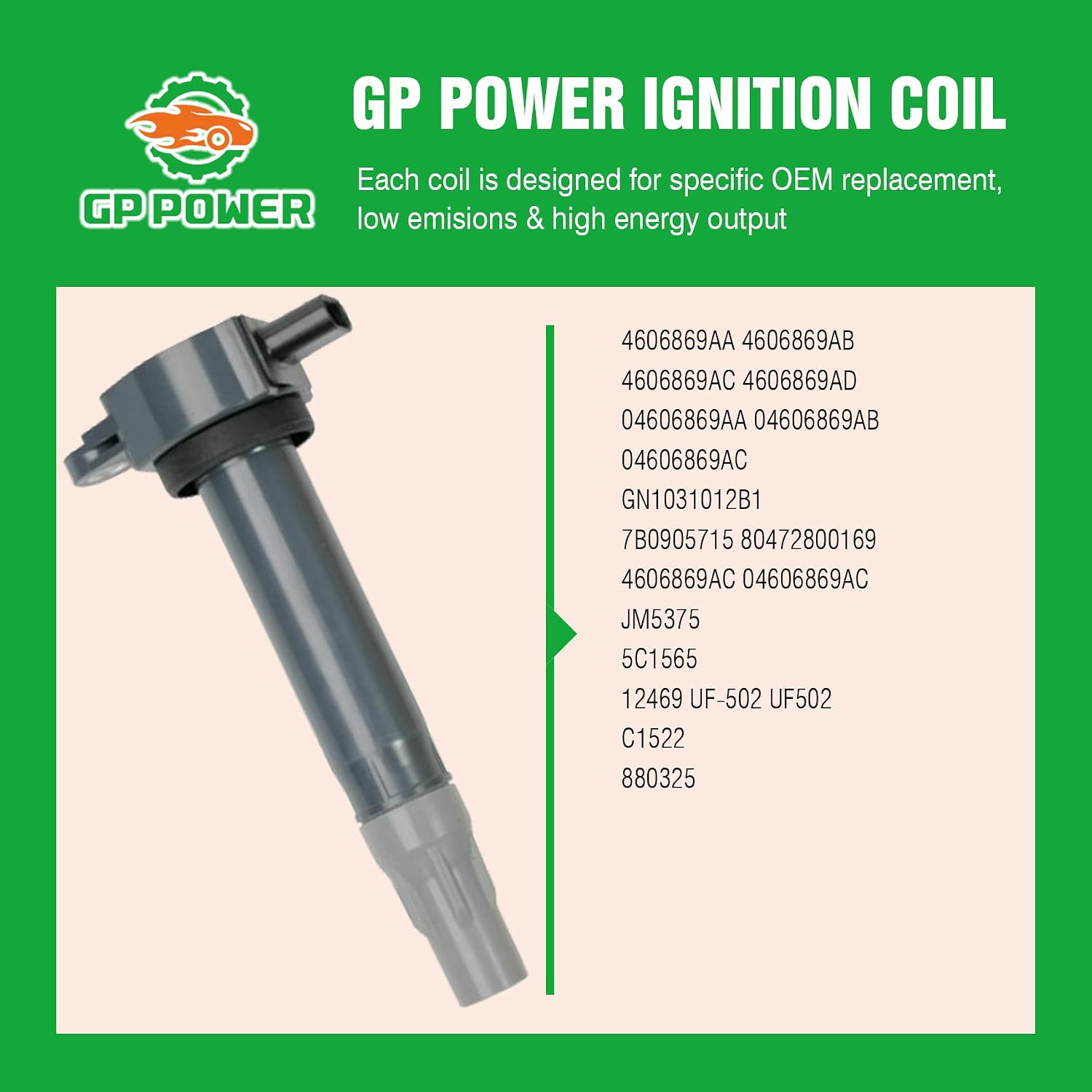 IGNITION COIL UF502 4606869AA C1522 SET OF 6 COMPATIBLE WITH Dodge Stratus Magnum Journey Grand Caravan Charger Challenger Avenger Chrysler Town & Country Sebring Cirrus 300 2.7 3.5 4.0 V6