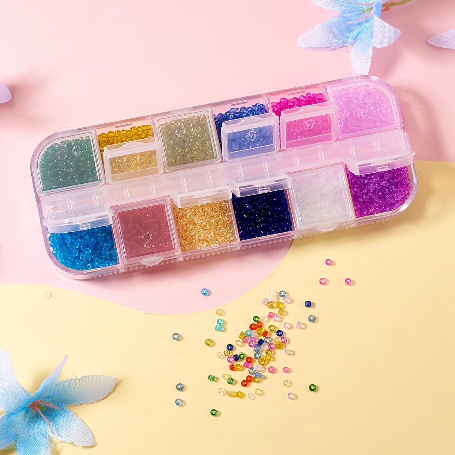 FASHEWELRY 1 Box 2mm Transparent Glass Seed Beads Colorful Round Crystal Pony Beads Small Kandi Beads for Bracelets Necklace Earring DIY Jewelry Making Craft - Image 2