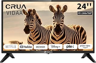 CRUA VIDAA Smart TV,24 Zoll (60 cm) TV,1366x768 HD TV,LED TV mit HDMI/USB/AV IN/Kompakt und Smart für Ihr Zuhause,Schwarz [Energieklasse E]