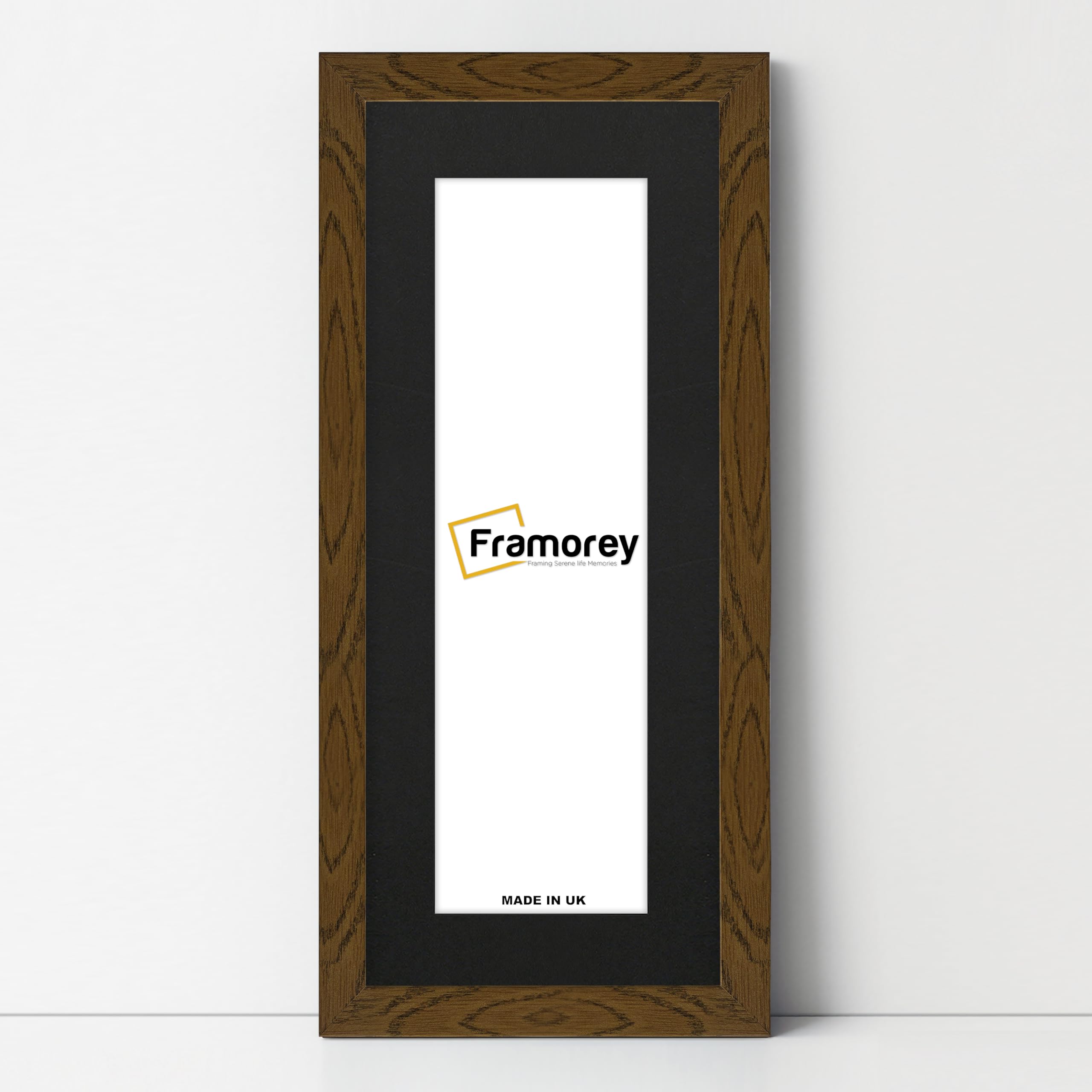 FRAMOREY Panoramic Picture Frame, 20x12" Size Dark Oak With Black Mount, Handmade, Wall Art Hanging Frame, Modern Rustic Style, 16x8" Size