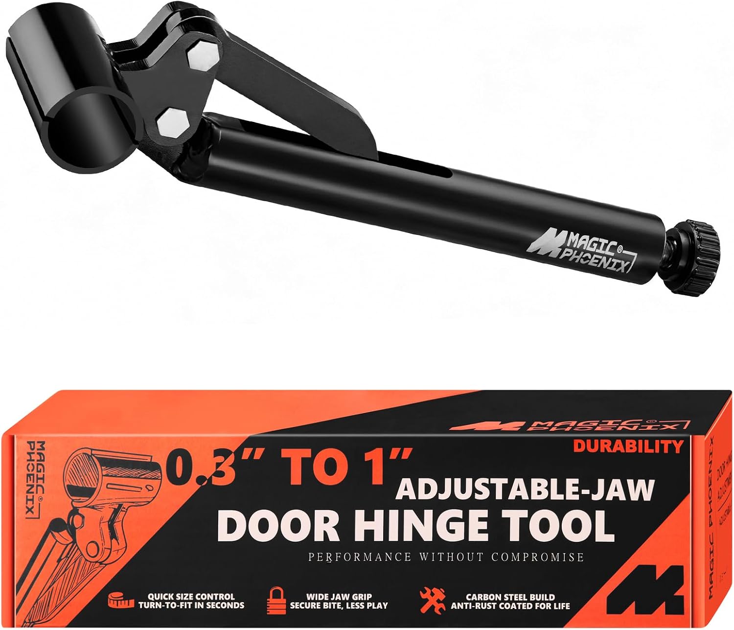 Adjustable Door Hinge Adjustment Tool, 0.3''–1'' Universal Hinge Wrench, Heavy Duty Carbon Steel Door Hinge Adjuster for Door Alignment & Repair (Black)