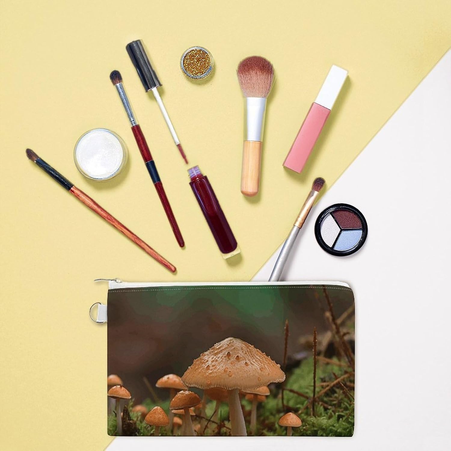 Wild Mushroom Coin Purse Coin Wallet Coin Bag Coin Pouch with Zipper Canvas Change Purse Pouch Zero Wallet Tool Bag
