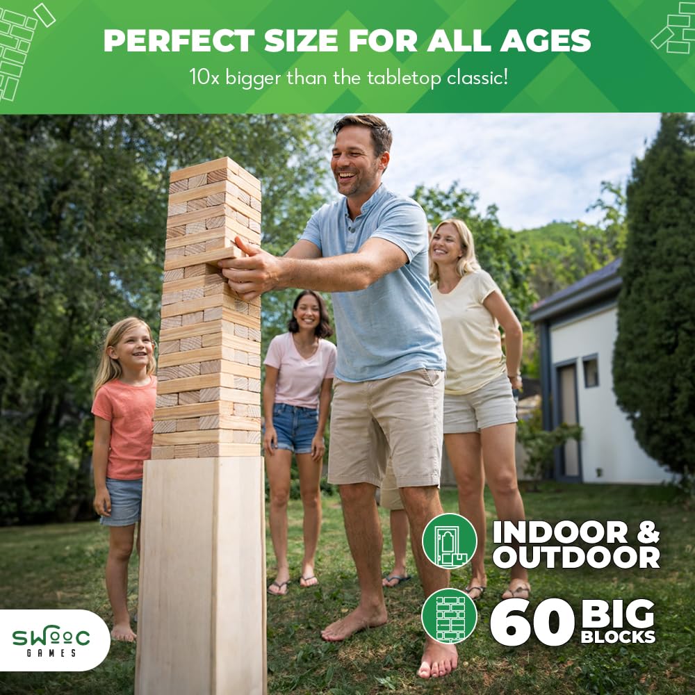 Amazon.com: SWOOC Games® - Giant Tower Game with 3-in-1
