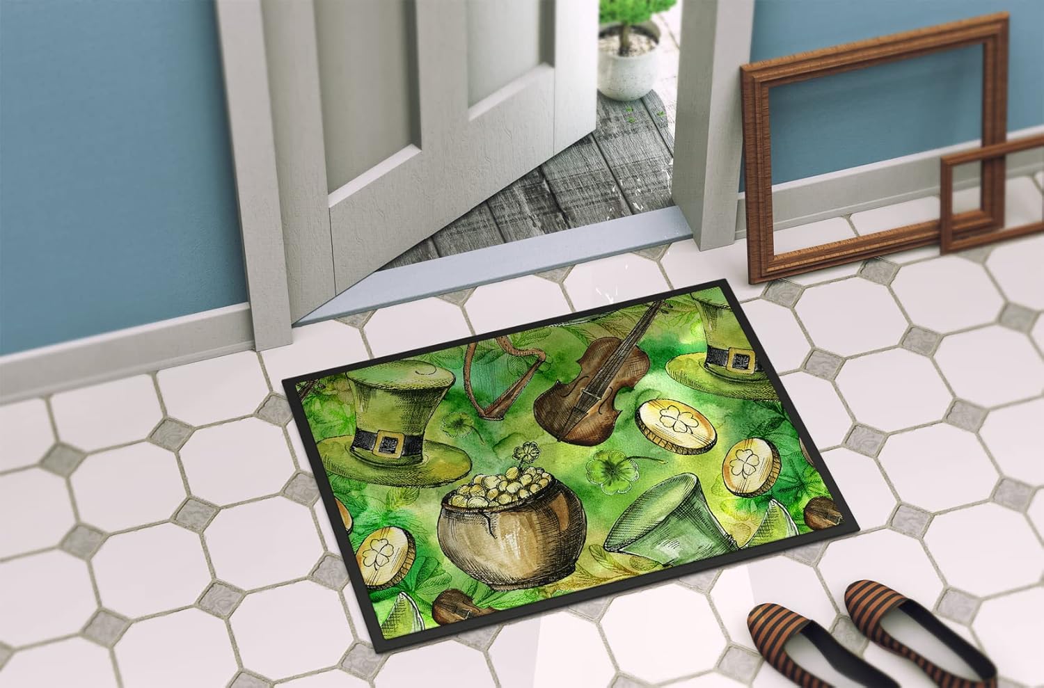 Caroline's Treasures BB5755JMAT Luck of The Irish Doormat 24x36 Front Door Mat Indoor Outdoor Rugs for Entryway, Non Slip Washable Low Pile, 24H X 36W