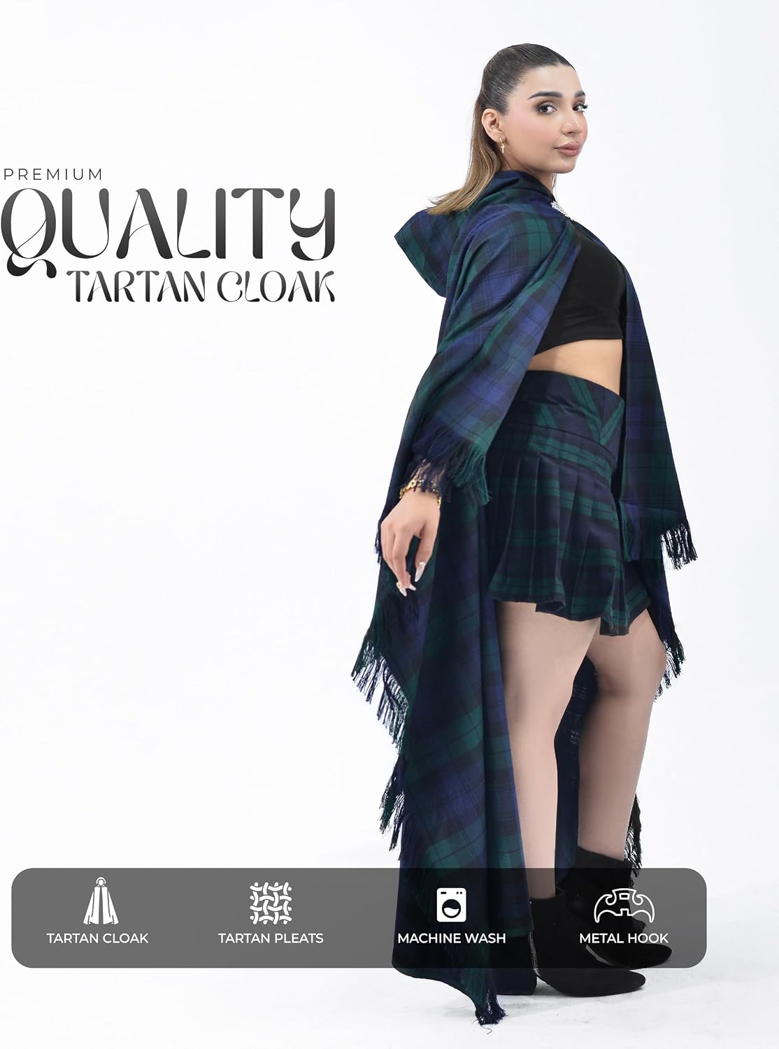 Highland Redstone Cloak Tartan P.V for women - Scottish Tartan Cloak for Stylish Comfort and Warmth