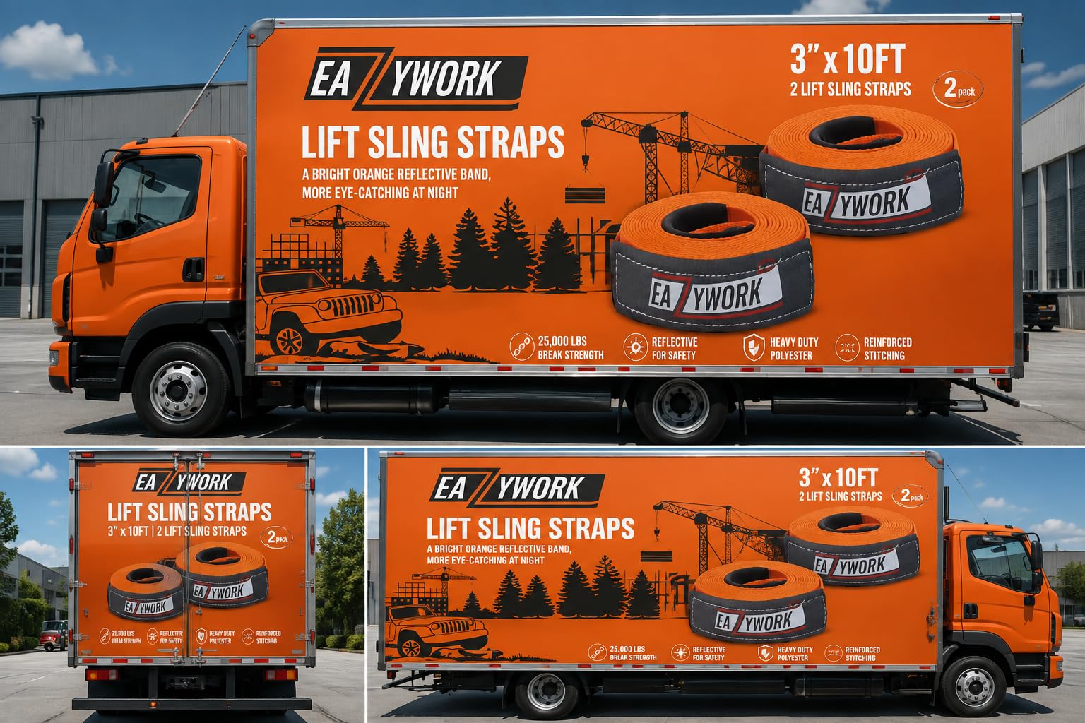 Heavy Duty Lift Straps - 25,000 Lb Capacity -7 Heavy Duty Lift Straps - 25,000 Lb Capacity -7