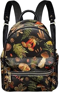 GLENLCWE Green Mushroom Print Women Small Backpack Purse Leather Mini Daypack Crossbody Shoulder Bag Lightweight