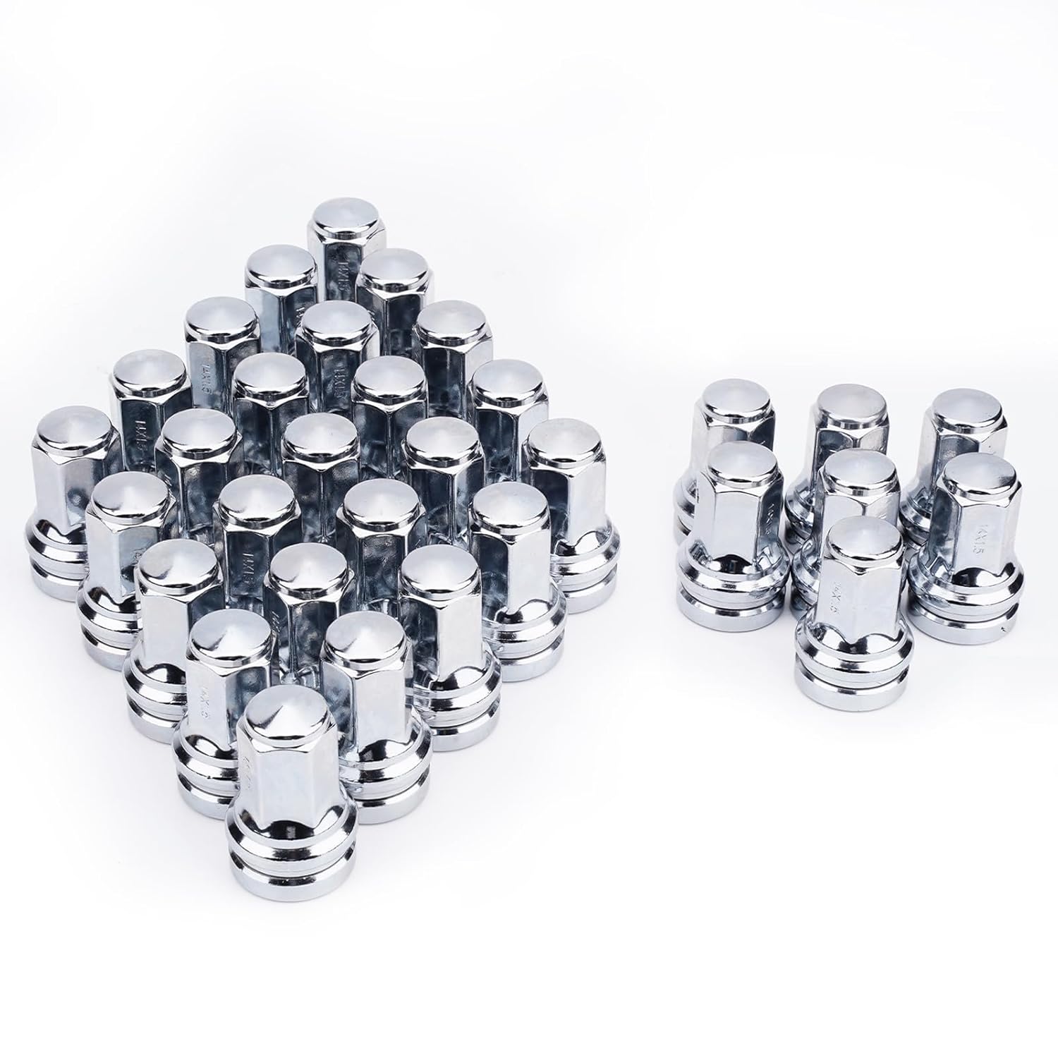 32 Piece Chrome Wheel Lug Nuts for 2017-2024 Ford F250 F350, M14x1.5 Thread, 21mm Hex, Replaces HCPZ-1012-A HCPZ-1012-B