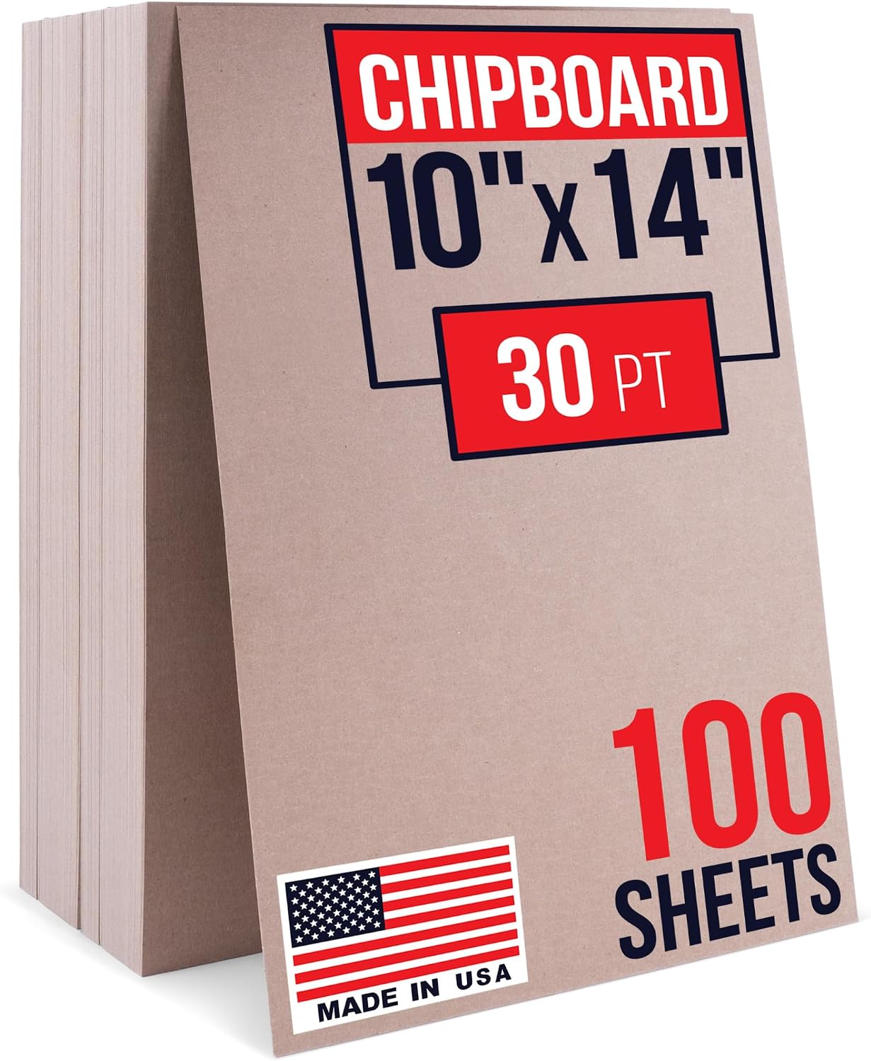 10" x 14" Brown Kraft Chipboard Sheets, 30 Pt Thick, Pack of 50