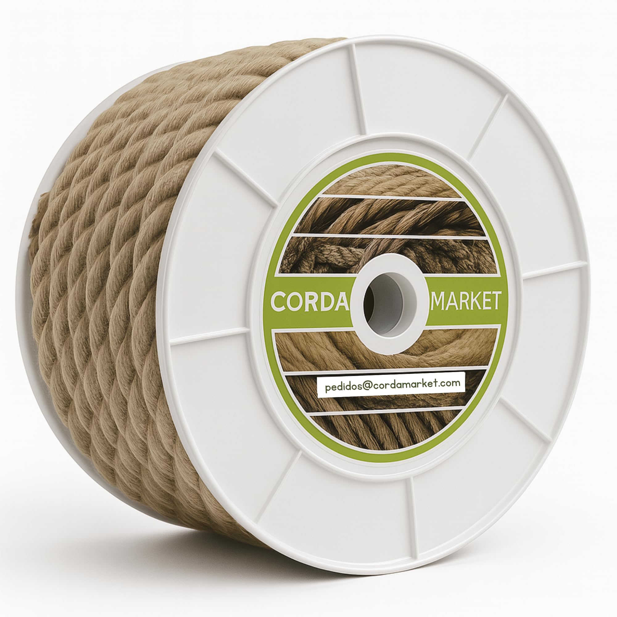 CORDAMARKET Cuerda Cáñamo Natural, Cuerda de Lino Decorativa Gruesa, Fuerte y Rústica para Escenografía Toldos Jardinería o Mudanza, Marrón, 20 mm × 15 m