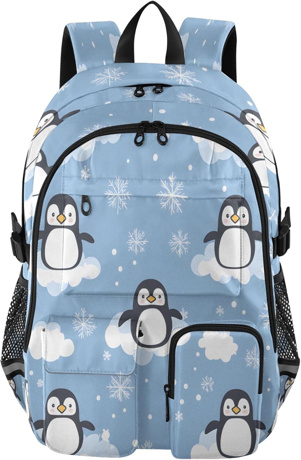 Student Laptop Backpack, Cute Penguins Cloud Snowflakes 30L Travel Daypack for Teens College, Casual School Shoulder Bag for Women Men Boys Girls, Fits 14 inch Laptop