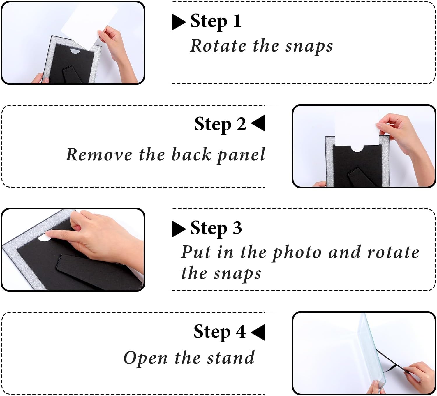 8 Pcs Silver Picture Frames 4x6 Bulk, Glitter Crystal Photo Picture Frame for Tabletop Display Wedding Birthday Mothers Day Gifts, Mirrored Edge, Horizontally or Vertically