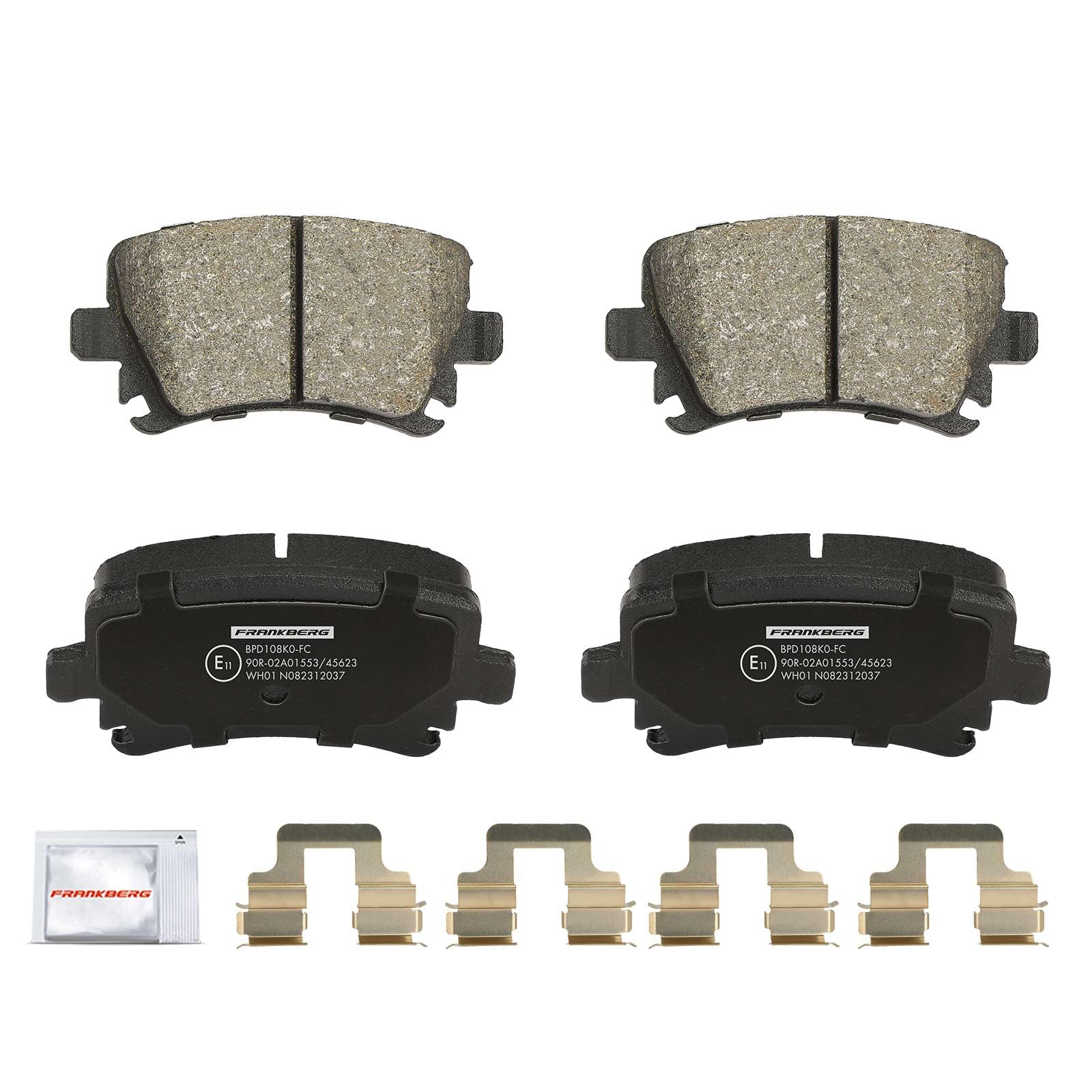Frankberg 2 discos de freno + 4 pastillas de freno con lubricante de freno eje trasero compatible con A6 4F2 C6 2.0L-4.2L 2004-2011 PR Nº 1KD/2ED/1KQ Replace# 1K0698451