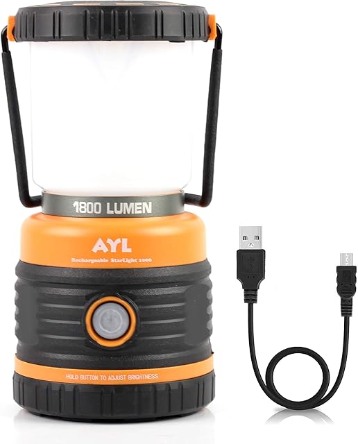 LED Camping Lantern Rechargeable, 1800LM, Camping Lamp, 4 Light Modes, 4400mAh Power Bank, IP44 Waterproof, Rechargeable Lantern for Hurricanes, Emergency, Power Outages, USB Cable Included