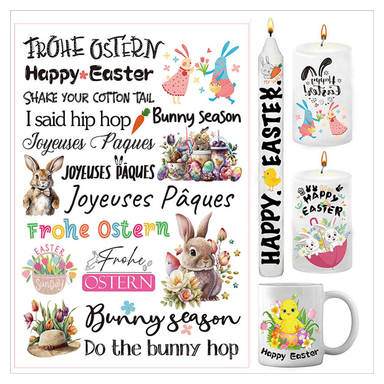 STDEV 3 Sheet Happy Easter Decals Valentine's Day Stickers Decoration Stickers for Theme Party 3 Sheet Decoration Stickers Valentine's Day Stickers Decals