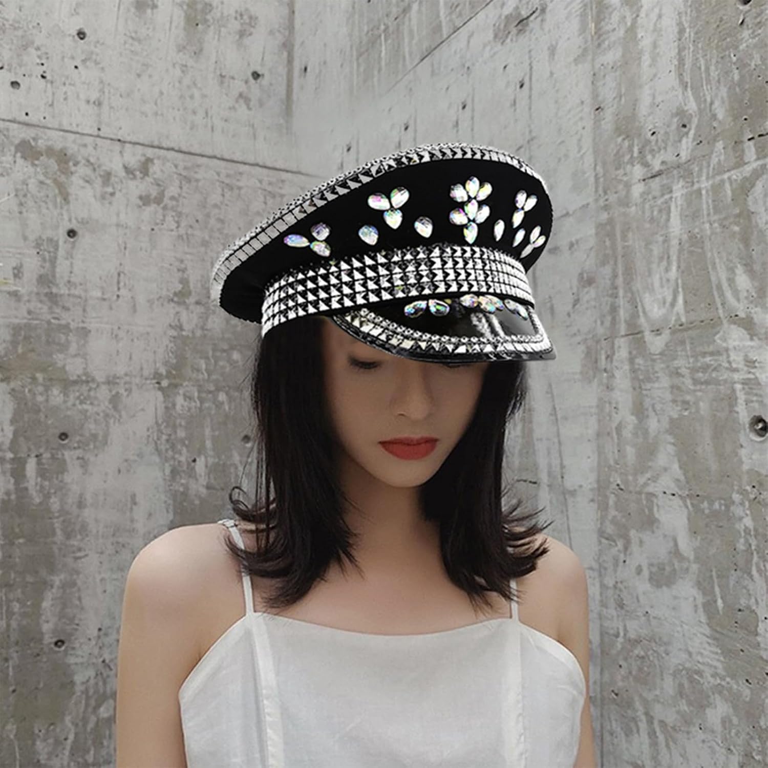 Elegant Captain Hat For Bride Shimmering Sailor For Music Festivals Sparkly Crystals Wedding Hats Captain Hat
