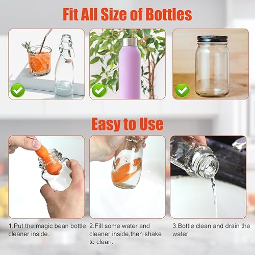 Miniatura 5 de 3 esponjas de limpieza de botellas en forma de frijoles, esponja limpiadora de botellas de agua Magic Beans con bolas de cerámica, esponjas