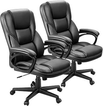 Furmax Office Executive Chair High Back Adjustable Managerial Home Desk Chair, Swivel Computer PU Leather Chair with Lumbar Support 2, Black