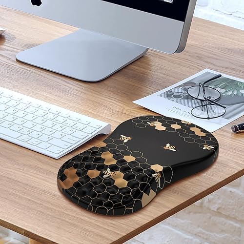 Miniatura 7 de iCasso Alfombrilla de mouse con soporte de muñeca, ergonómica, reposamuñecas para teclado para aliviar el dolor, cómoda alfombrilla de mouse de