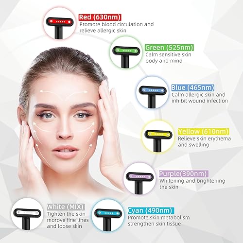 Miniatura 6 de Led-Light-Therapy, varita de cuidado de la piel de la cara de 7 colores con masajeador facial LED, rejuvenecimiento de la piel de la cara y cuello y