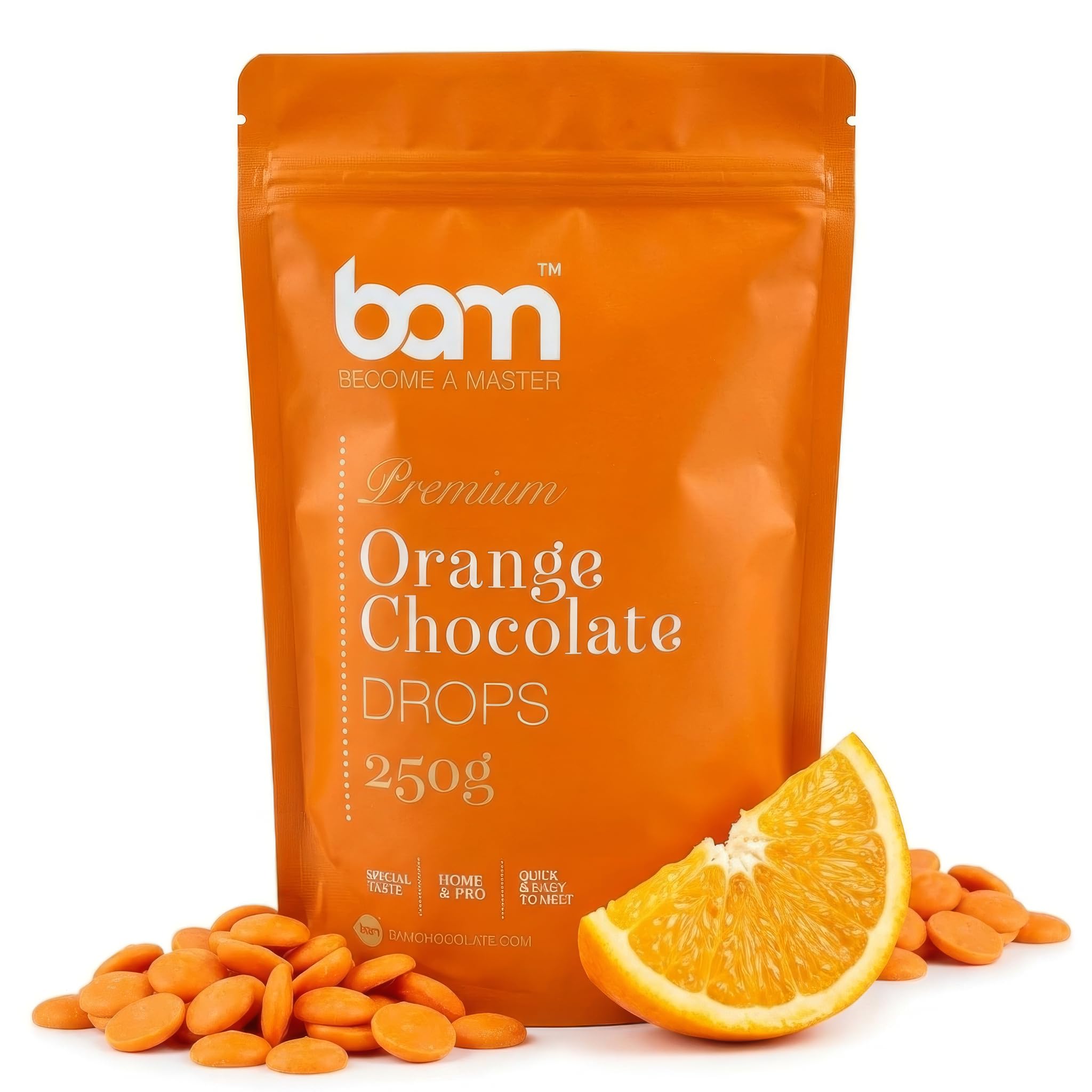 BAM Gotas de Chocolate Naranja 250 g Callets Chips para fundir repostería