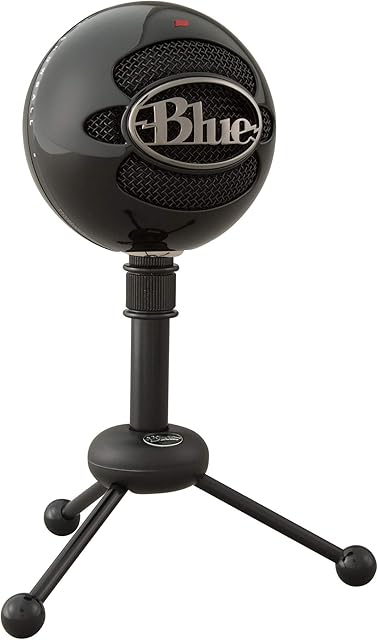 Blue Snowball USB Microphone for Recording, Streaming, Podcasting, Gaming on PC and Mac, Condenser Mic with Cardioid and Omnidirectional Pickup Patterns, and Stylish Retro Design - Black