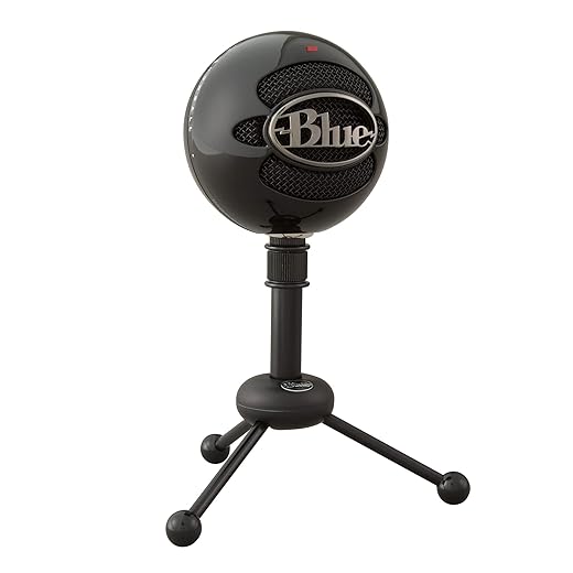Logitech for Creators Blue Snowball USB Microphone for PC, Mac, Gaming, Recording, Streaming, Podcasting, Condenser Mic with Cardioid and Omnidirectional Pickup Patterns, Stylish Retro Design – Black