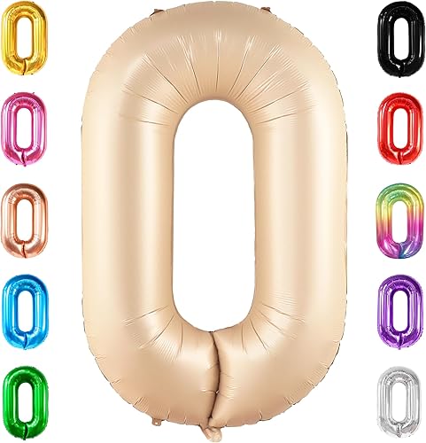 KatchOn, Gaint - Globo de color caramelo 0 de 40 pulgadas, globos retro de número albaricoque, globo cero para decoraciones de fiesta neutrales,