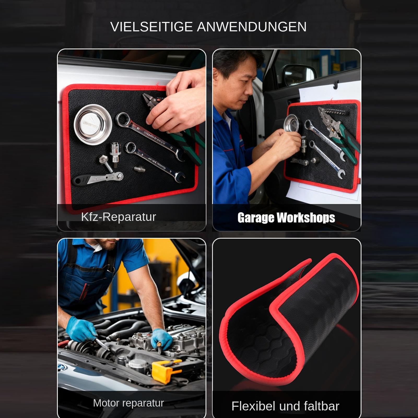 Tappetino magnetico per attrezzi in 3 pezzi, con strato protettivo in PVC | Supporto per pezzi di diverse dimensioni, per fai da te, garage, riparazione auto, meccanico, cacciavite