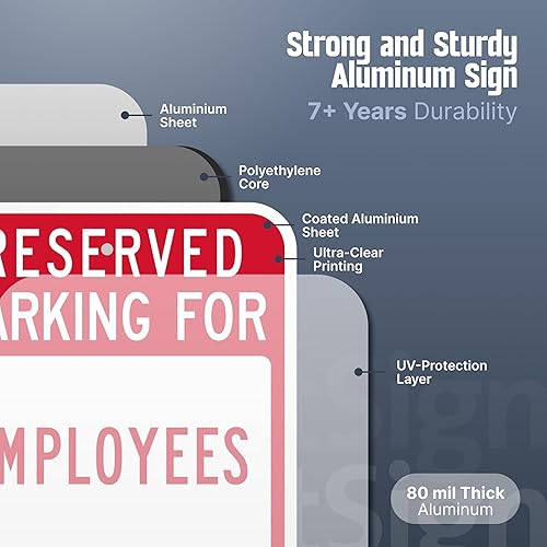 Miniatura 5 de SmartSign Cartel de estacionamiento reservado para empleados, paquete de 2, letrero remolcado de vehículos no autorizados, 18 x 12 pulgadas,