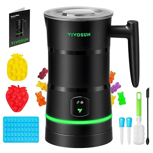 VIVOSUN Gummy Maker Machine, Hands-Free Candy Maker, Oil Infused Edible Mixer with Dual Rotor, Food-Grade Stainless Steel Pot and Silicone Molds, for Gummies Bear, DIY Candies, Party Treats