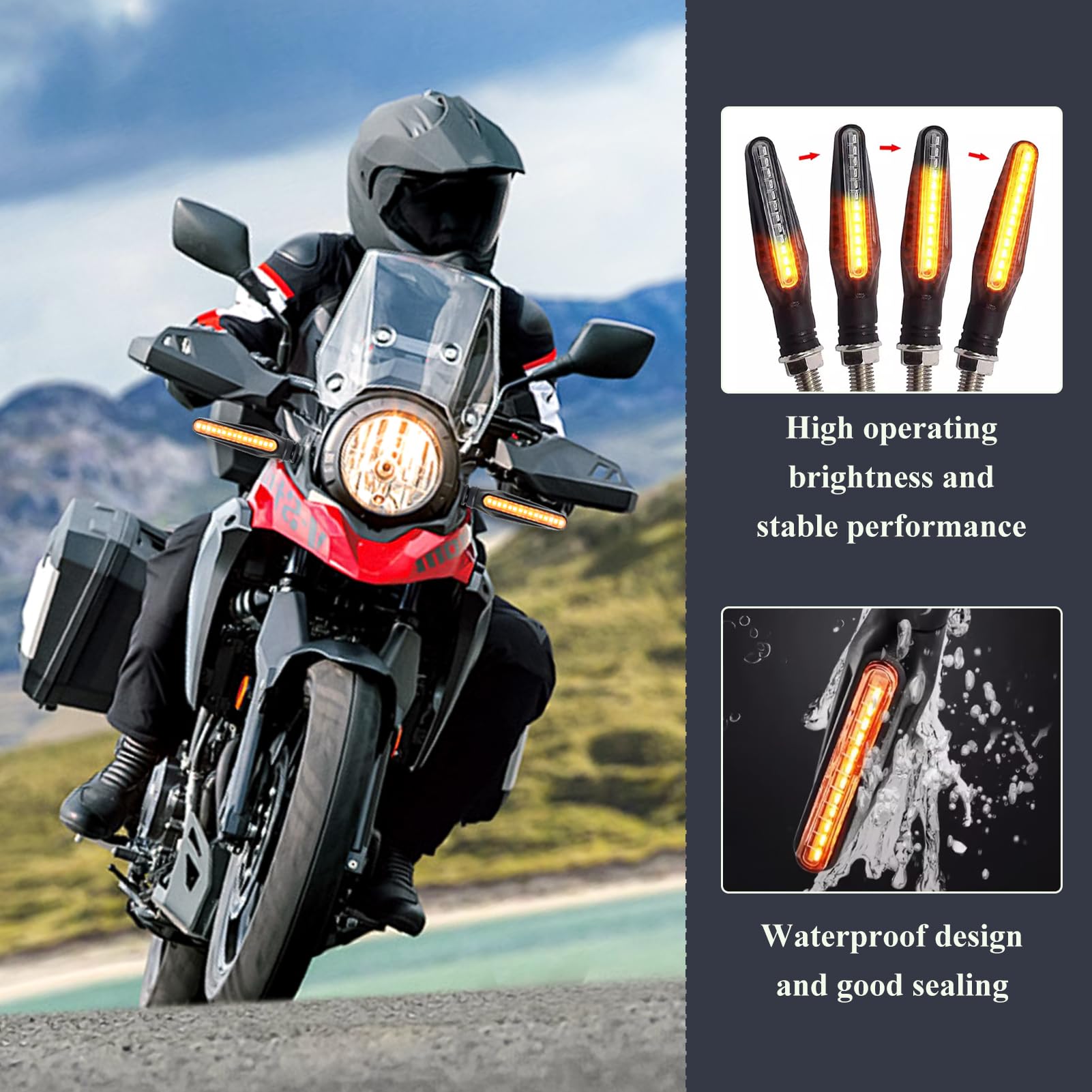 2 Piezas Intermitentes Moto LED 12V Universales, Luz Señal de Giro Ámbar con 12 LED, Luz Estroboscópica Impermeable para Motocicleta Scooter Bicicleta Coche Indicador Señalización Compacto