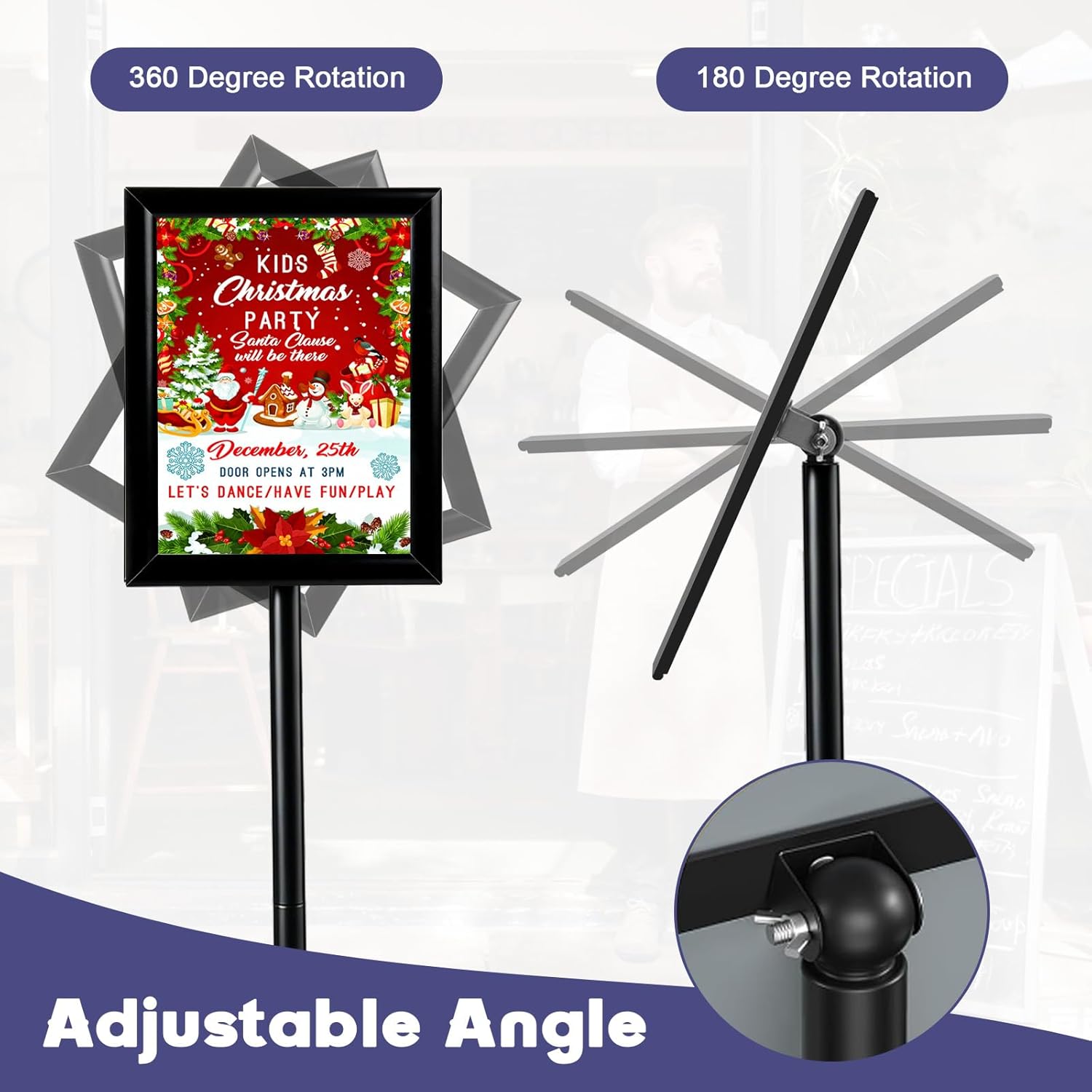 Ysglory Sign Holder Stand for Display 8.5x11 Inch Floor Standing Sign Heavy-Duty Pedestal Poster Stand Adjustable Snap-Open Signage Frame for Retail, Restaurant, Events - Image 5