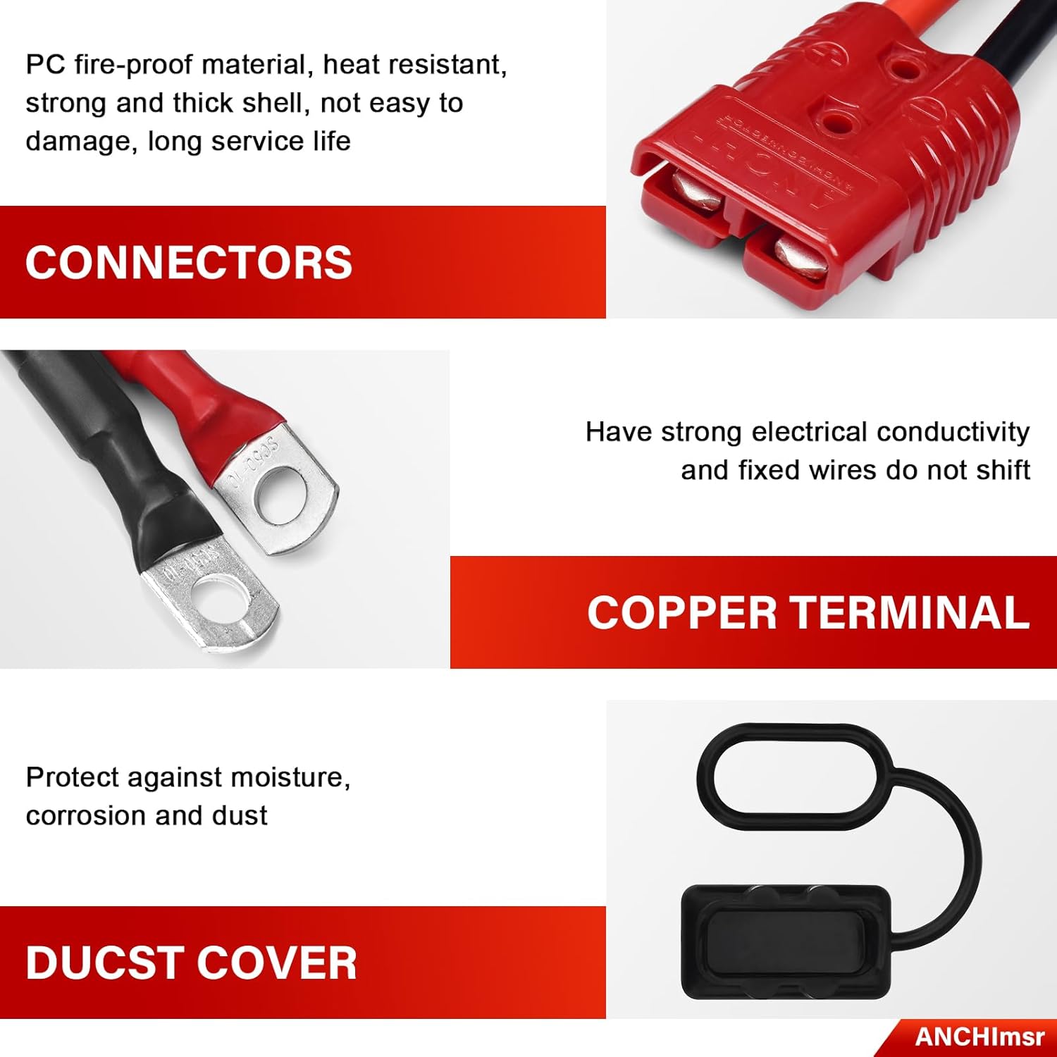 7 FT Quick Disconnect Winch Power Cable, 175A Connector Plug with 2AWG Copper Wiring, Forklift Plug Wire Trailer Power Storage Power Harness