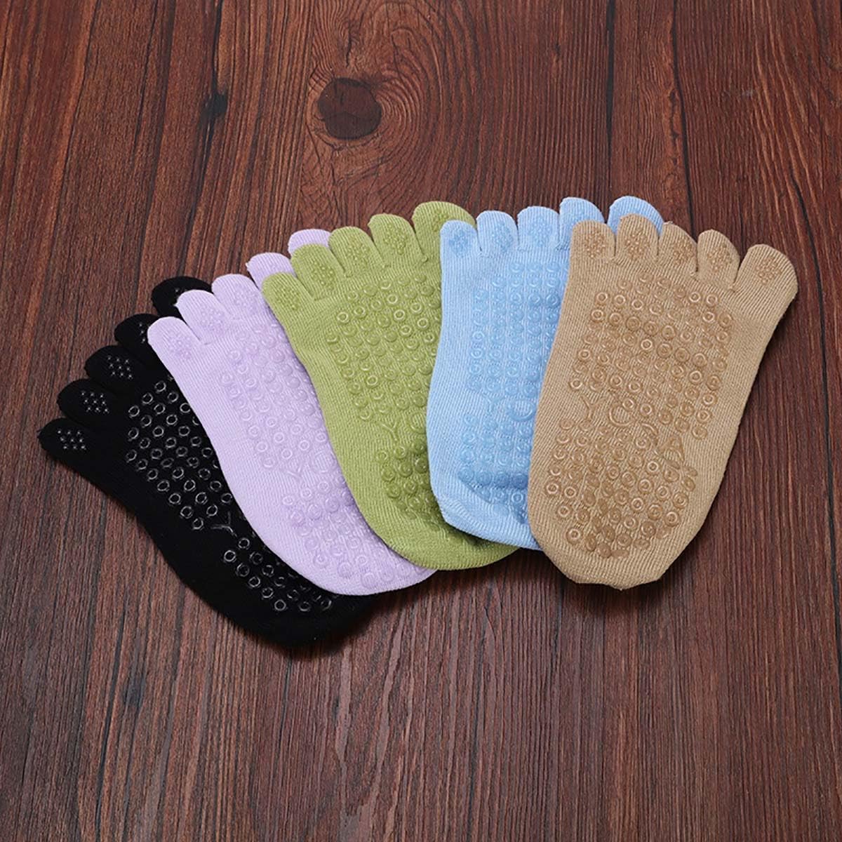 Non-Slip Yoga Socks for Women, Grip Pilates Barre Dance Fitness, Toeless Five Toe Socks with Straps, Multiple Colors