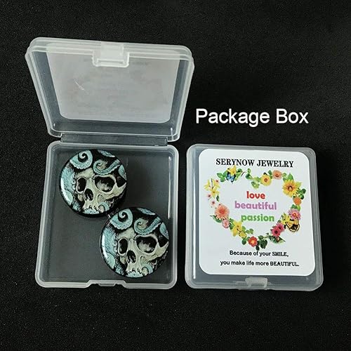 Miniatura 3 de Tapones y túneles de dilatadores de oreja de calavera, expansor de 0.236 in-0.984 in, doble acampanado