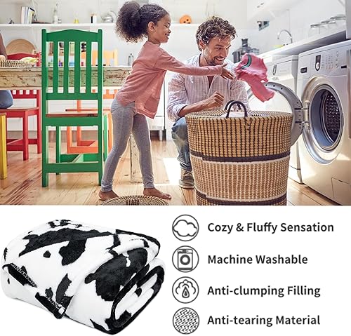 Miniatura 3 de Manta con estampado de vaca  Manta de franela de vellón suave y acogedora  Mantas de vaca para sofá cama  Manta de vaca para bebés, niños, niñas,