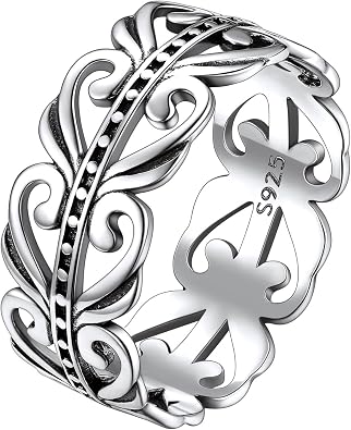Suplight S925 Sterling Silver Celtic Knot/Evil Eye/Infinity Symbol Band Ring, 2/3/5/8mm Vintage Finger Thumb Ring for Women Size 4-13 with Gift Box