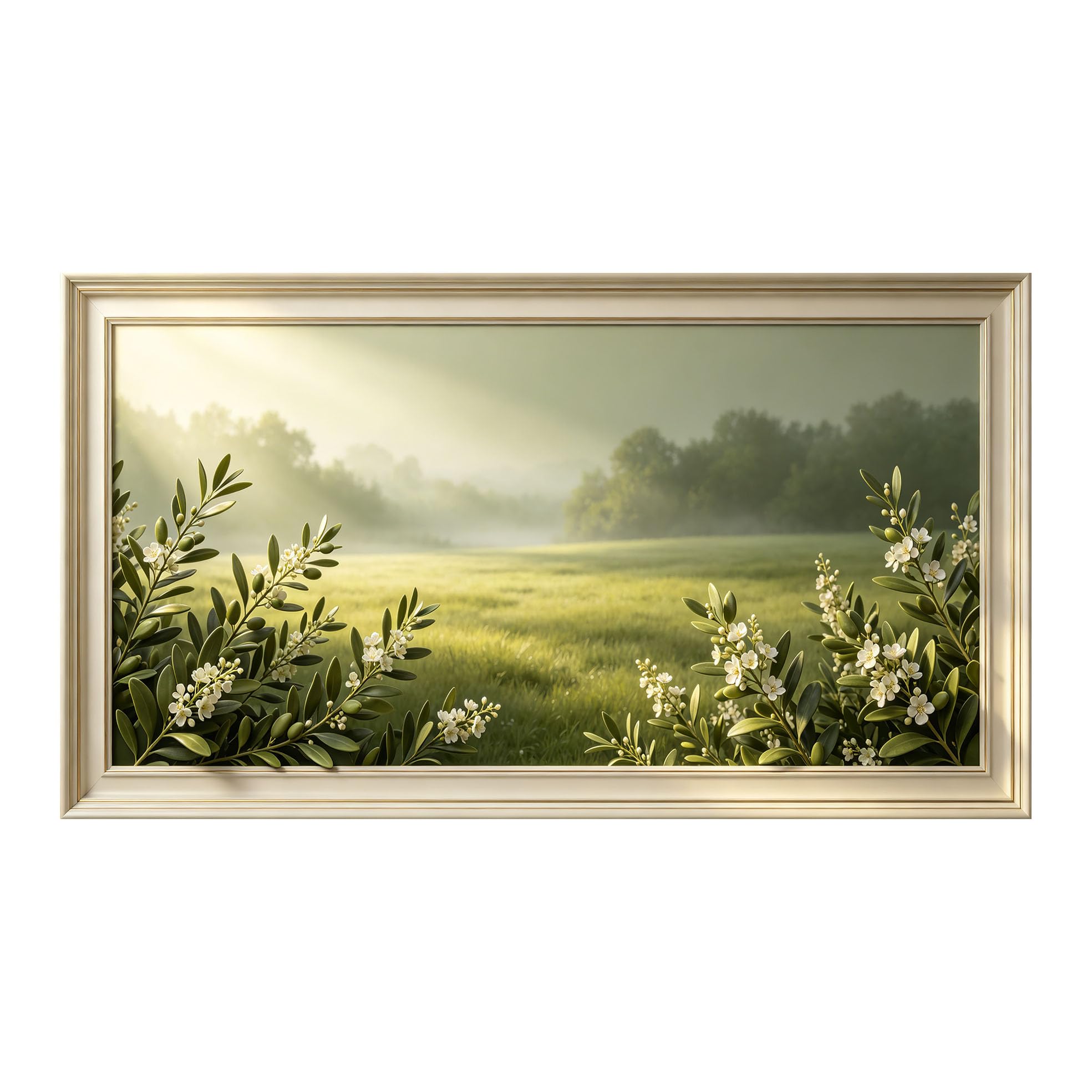 Yzpallescene 3D Framed Wall Art 50cm×100cm Botanical Meadow Scenic Watercolor Large Size SelfAdhesive Removable Wall Decor Prints Artwork for Living Room Bedroom Office