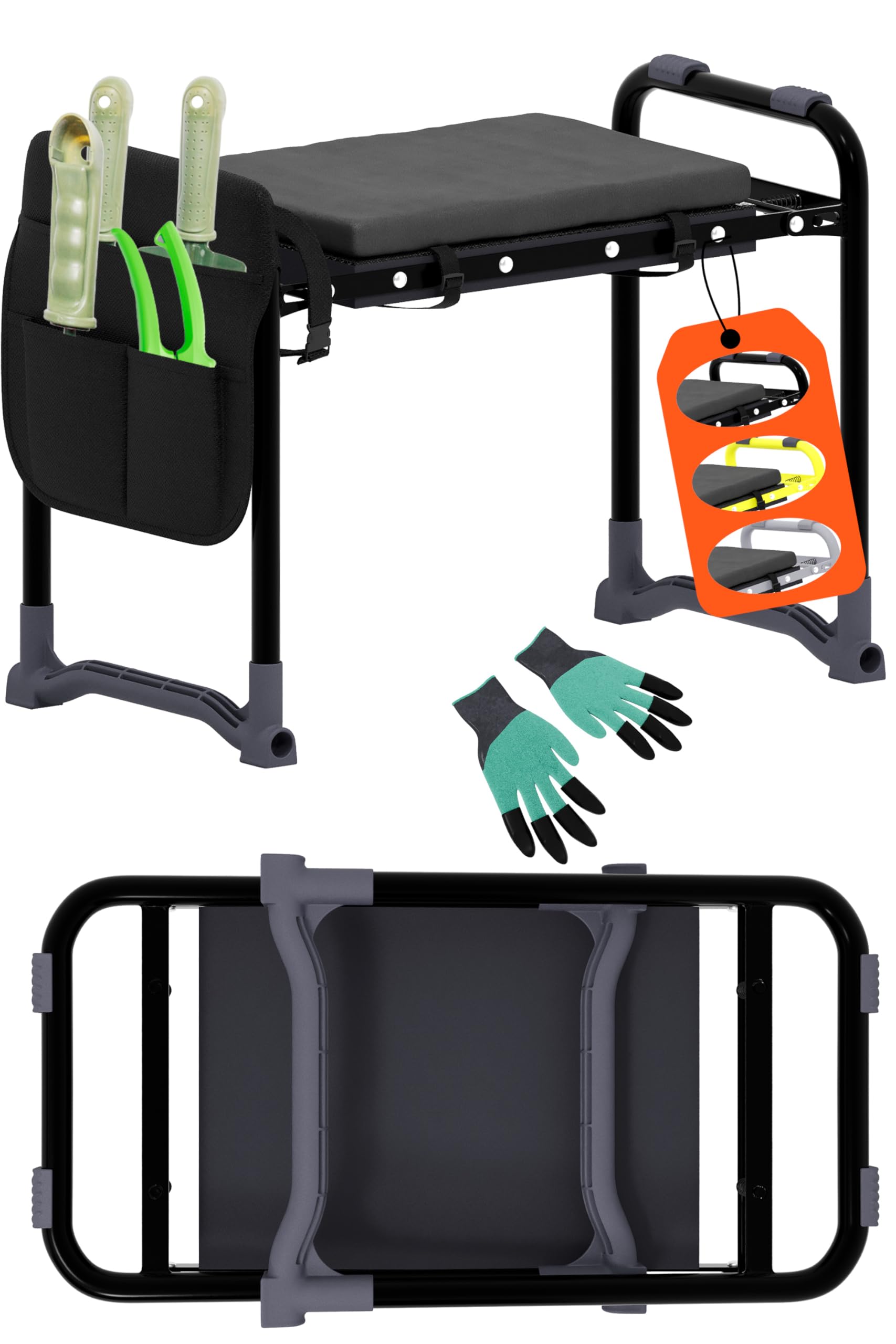 Garten-Kniebank & Sitz Klappbar – Mit Griffen, Wasserabweisend, Bis 200 Kg, Für Senioren & Gärtner