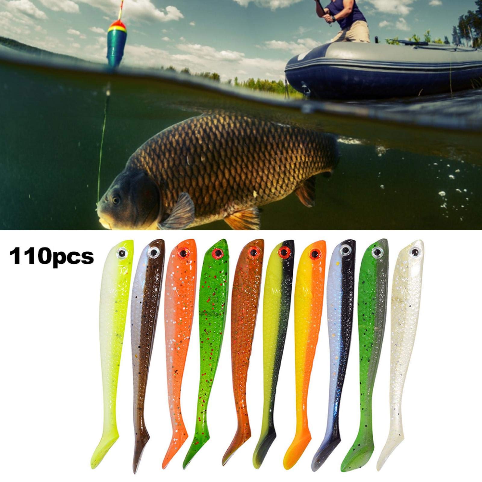 55mm Fishing Lure Fishing Jigs Bass Lures Simulazione Artificiale Piccolo Pesce Morbido Esche Esche Esche con T Tail Accessorio