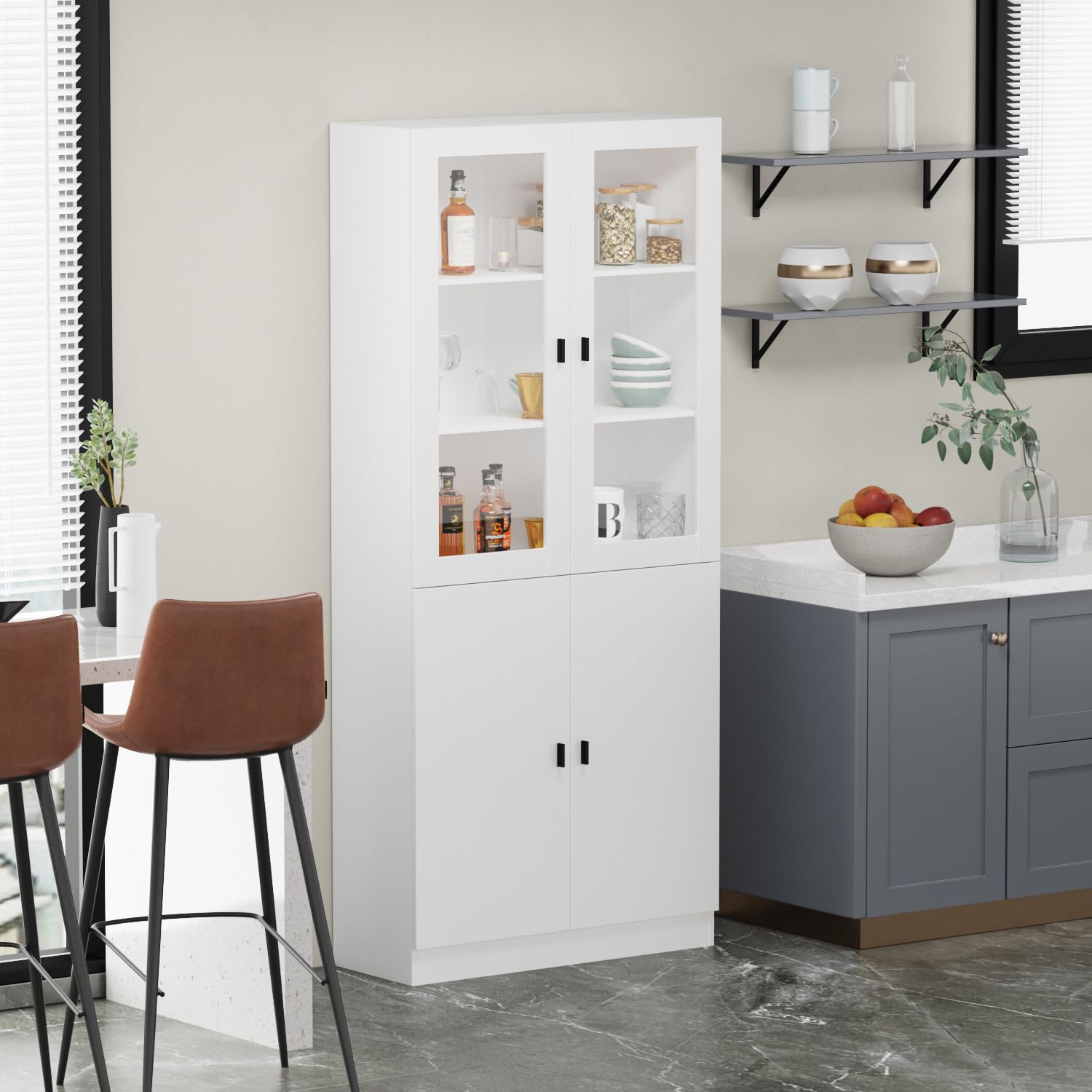 Amazon｜YOILIFE 食器棚 キッチン収納 ハイタイプ キャビネット